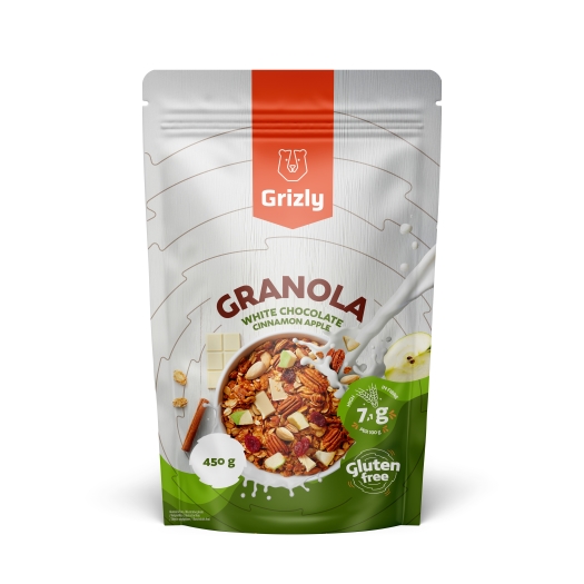 Granola fehér csokoládé, fahéj és alma